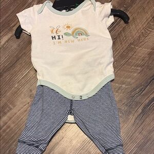 Baby Onesie and Striped Pants Set